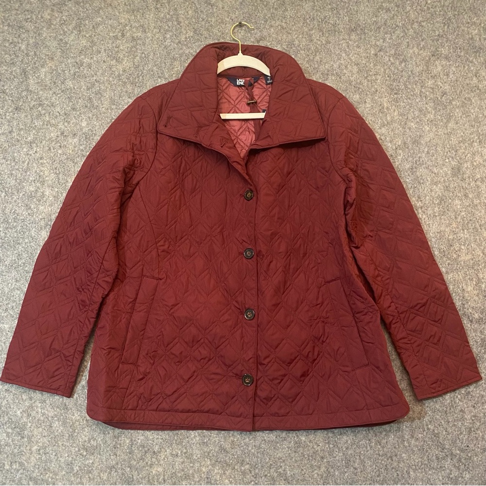 Lands End Womens Primaloft Packable Jacket Size 18 Burgundy Quilted‎ Barn New